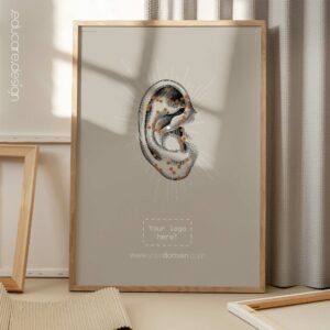 Reflexology Chart, Ear. Vintage anatomy and physiology artwork from educare.design