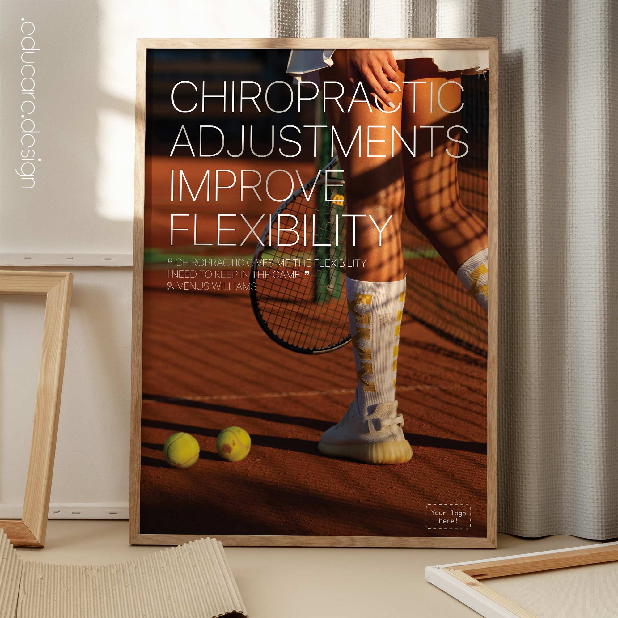 Tennis and chiropractic. Adjustments improve flexibility.