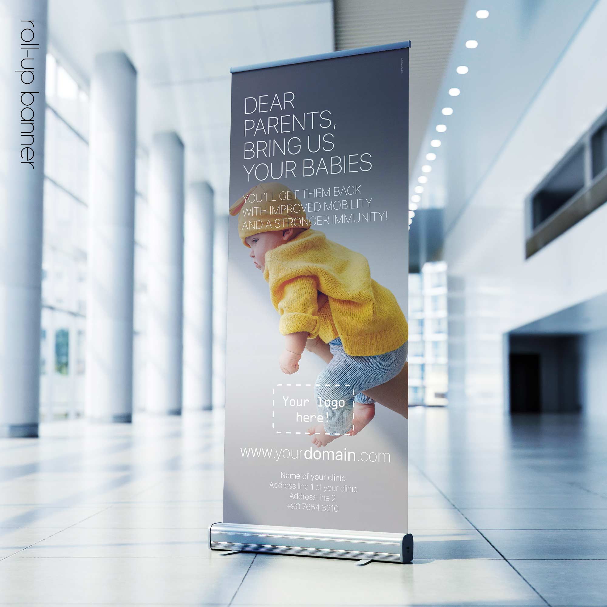 Bring us your babies; rollup banner version