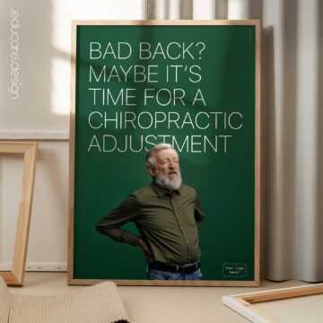 Chiropractic poster highlighting back pain and the benefits of chiropractic care. Educational poster for chiropractic clinics.