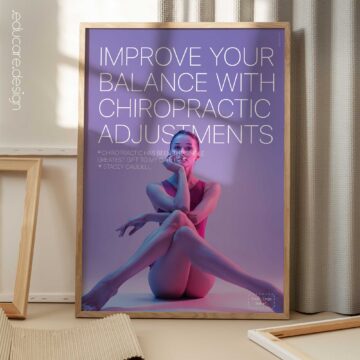 Chiropractic poster highlighting balance and movement with a quote from dancer Stacey Caddell.