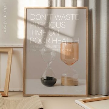Minimalist osteopathy poster about valuing health and time.