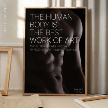 Minimalist physiotherapy poster celebrating the human body as a work of art.