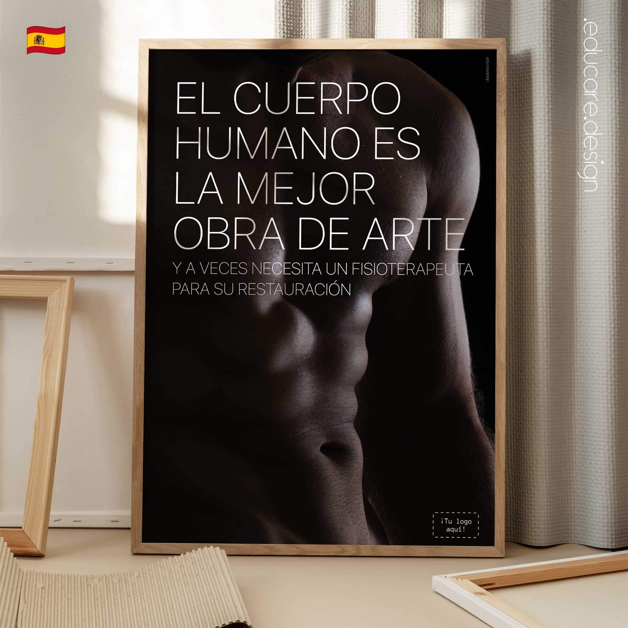 Minimalist physiotherapy poster celebrating the human body as a work of art.