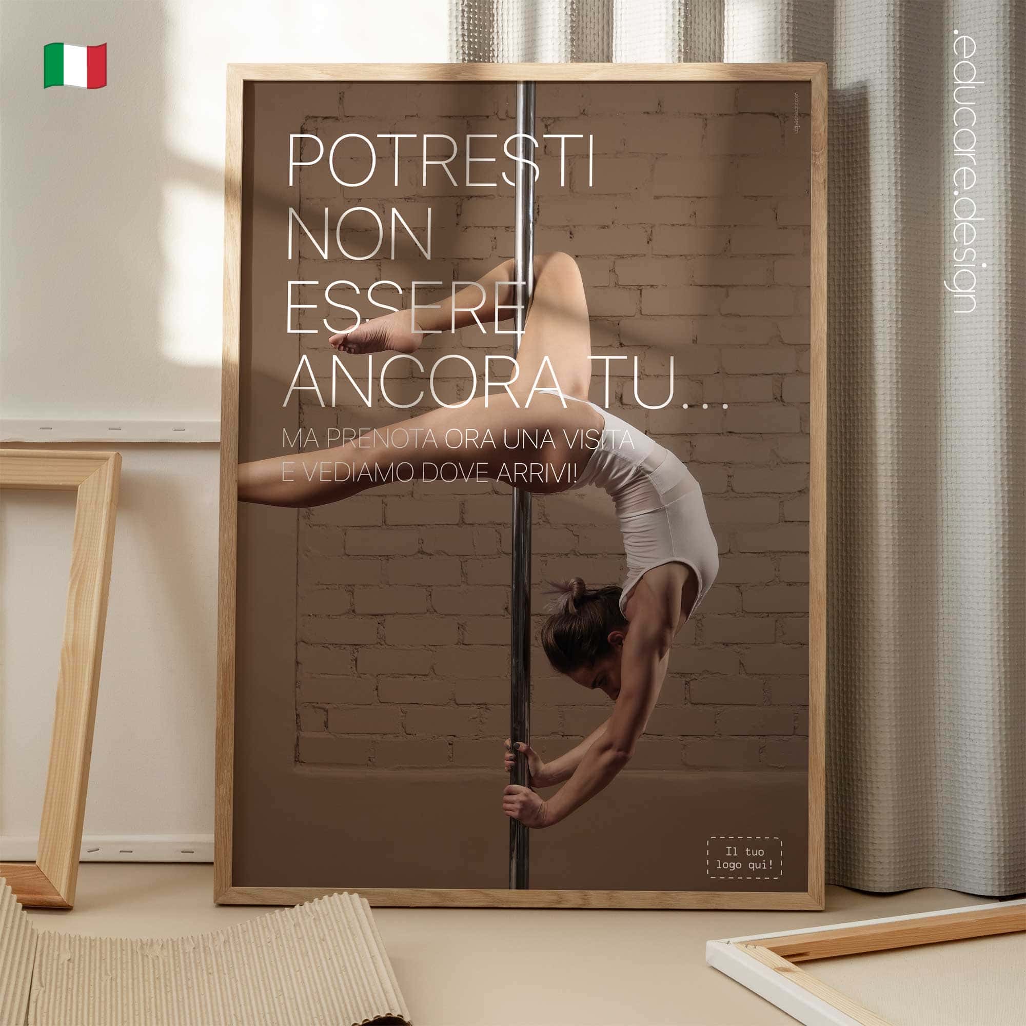 Motivational clinic poster encouraging patients to take the first step towards improved mobility, strength and wellbeing.