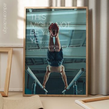 Motivational clinic poster encouraging patients to take the first step towards improved mobility, strength and wellbeing.