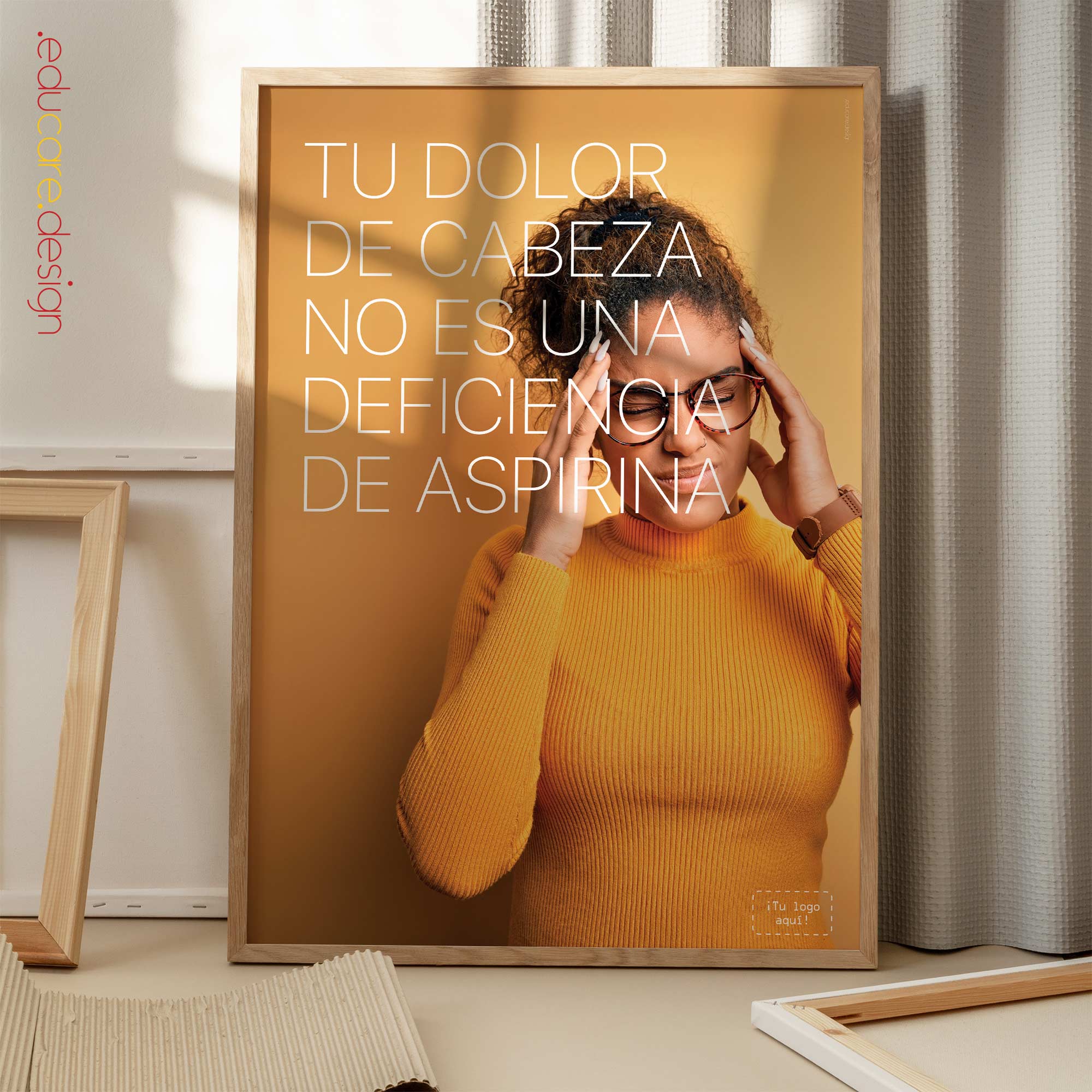Headache. Poster with text "Your headache is not an aspirin deficiency!"