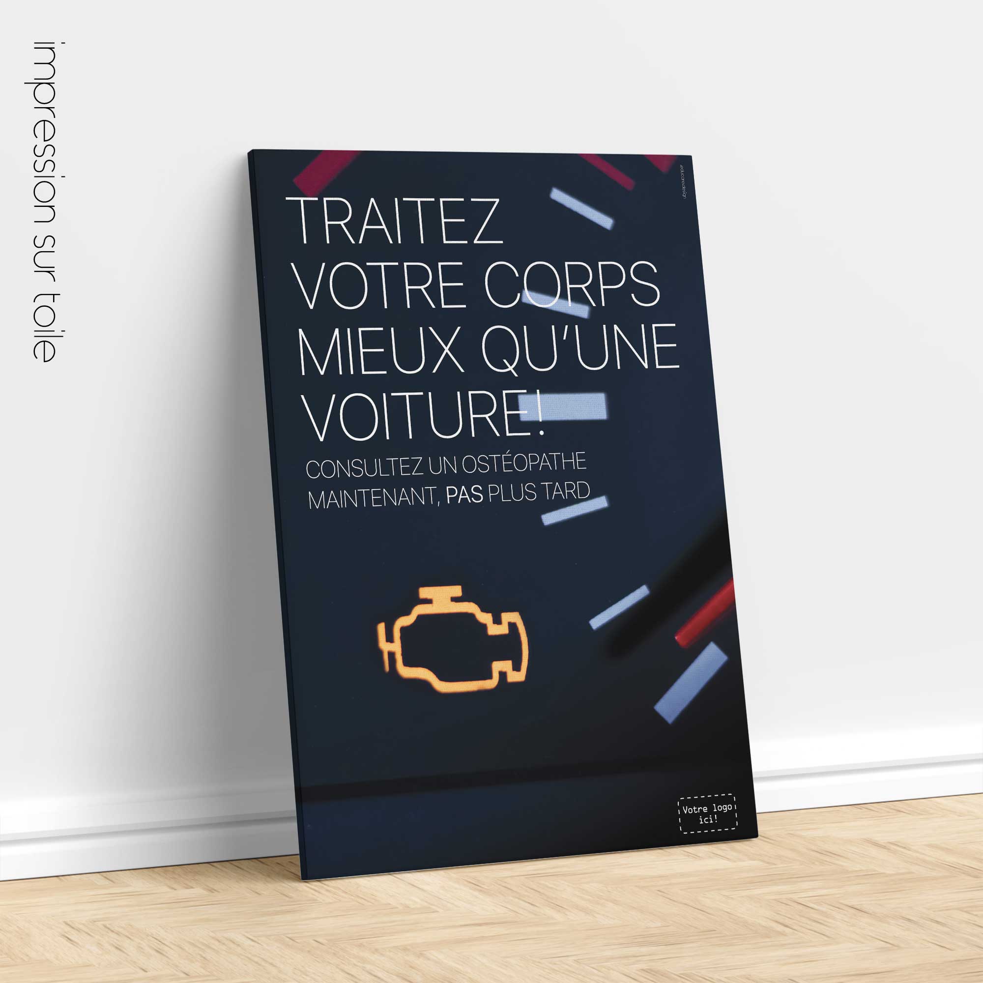 Vérifiez votre moteur avec l'ostéopathie. Affiche ostéopathique de educare.design